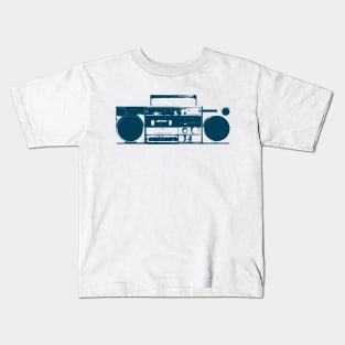 Blue Vintage Boom Box Graphic Kids T-Shirt